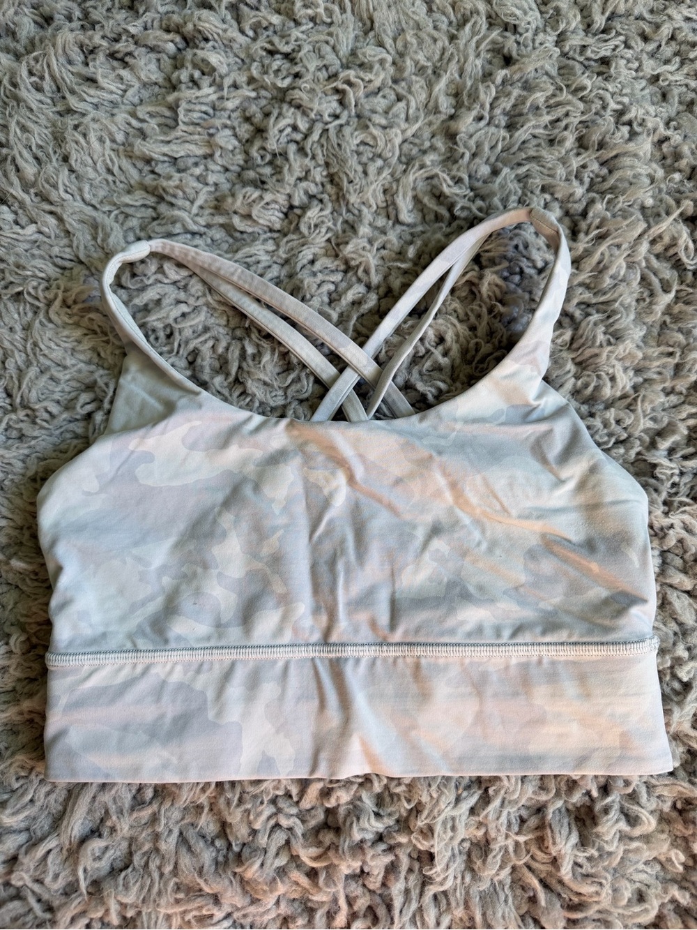 lululemon athletica Pale Pink Camo Strappy Sports Bralette
